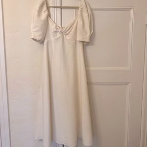 Zara White Puff Sleeve Linen Dress - Sz L